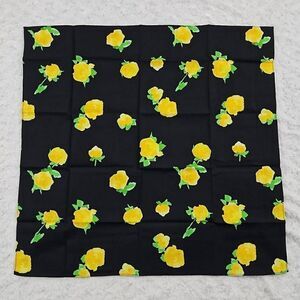 Lemlem Black and Yellow Floral Bandana Purse Scarf 22.5"